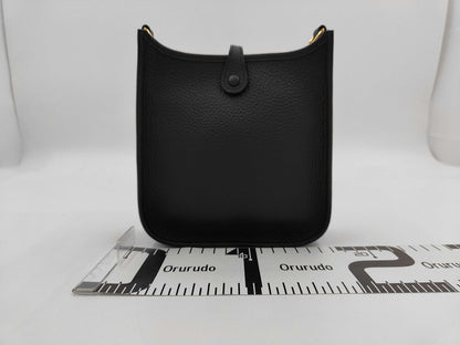 HERMES Mini Evelyn Amazone 16 TPM Black Black Gold Hardware W Engraved Shoulder Bag
