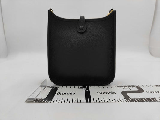 HERMES Mini Evelyn Amazone 16 TPM Black Black Gold Hardware W Engraved Shoulder Bag