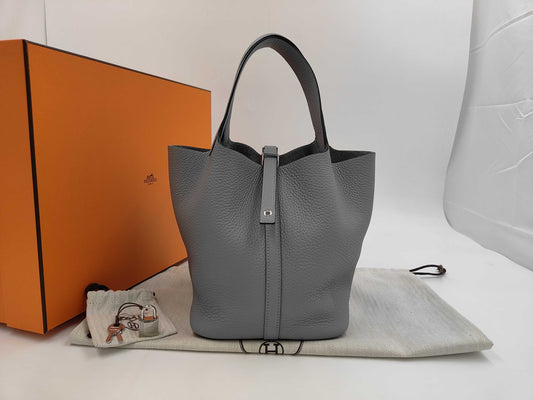 HERMES Picotan Lock 22MM Gripantan Silver Hardware K-Engraved Topo