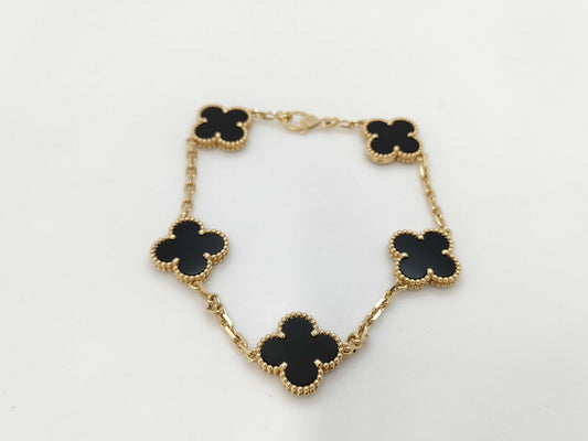 Van Cleef&Arpels Vintage Alhambra 5P Onyx YG Au750 11.5g Bracelet & Bangle 