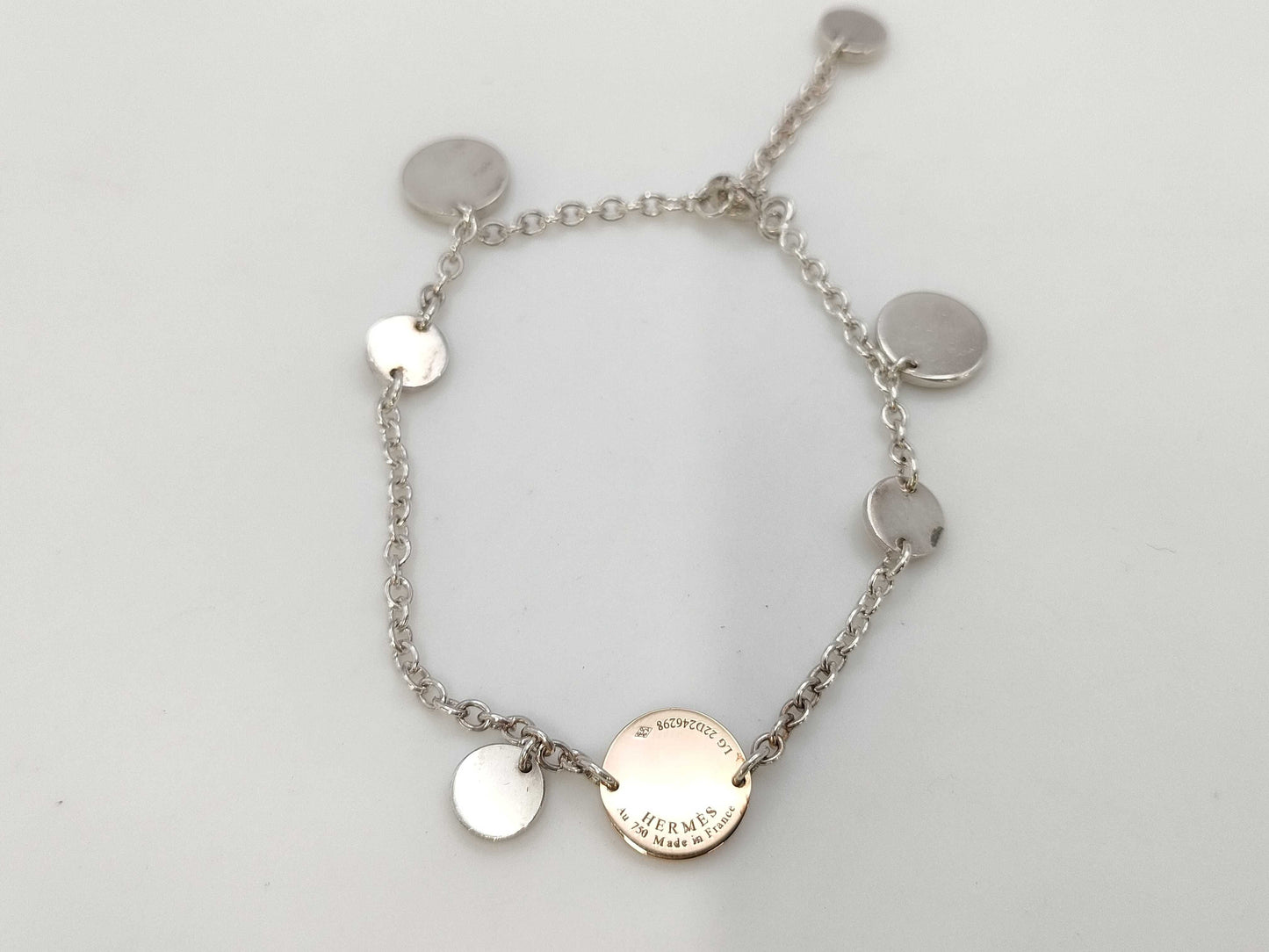 HERMES Ex-Libris PG SV925/Au750 8.0g Bracelet Bangle 