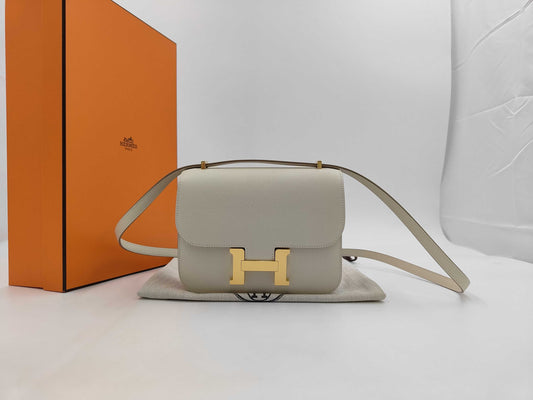 HERMES Constance Mini Epson Cre Rose Gold Hardware K-Engraved Shoulder Bag