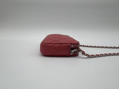 CHANEL CHANEL Shoulder Bag Caviar Skin Chain Wallet Matlasse Cocomark Pink Shoulder Bag