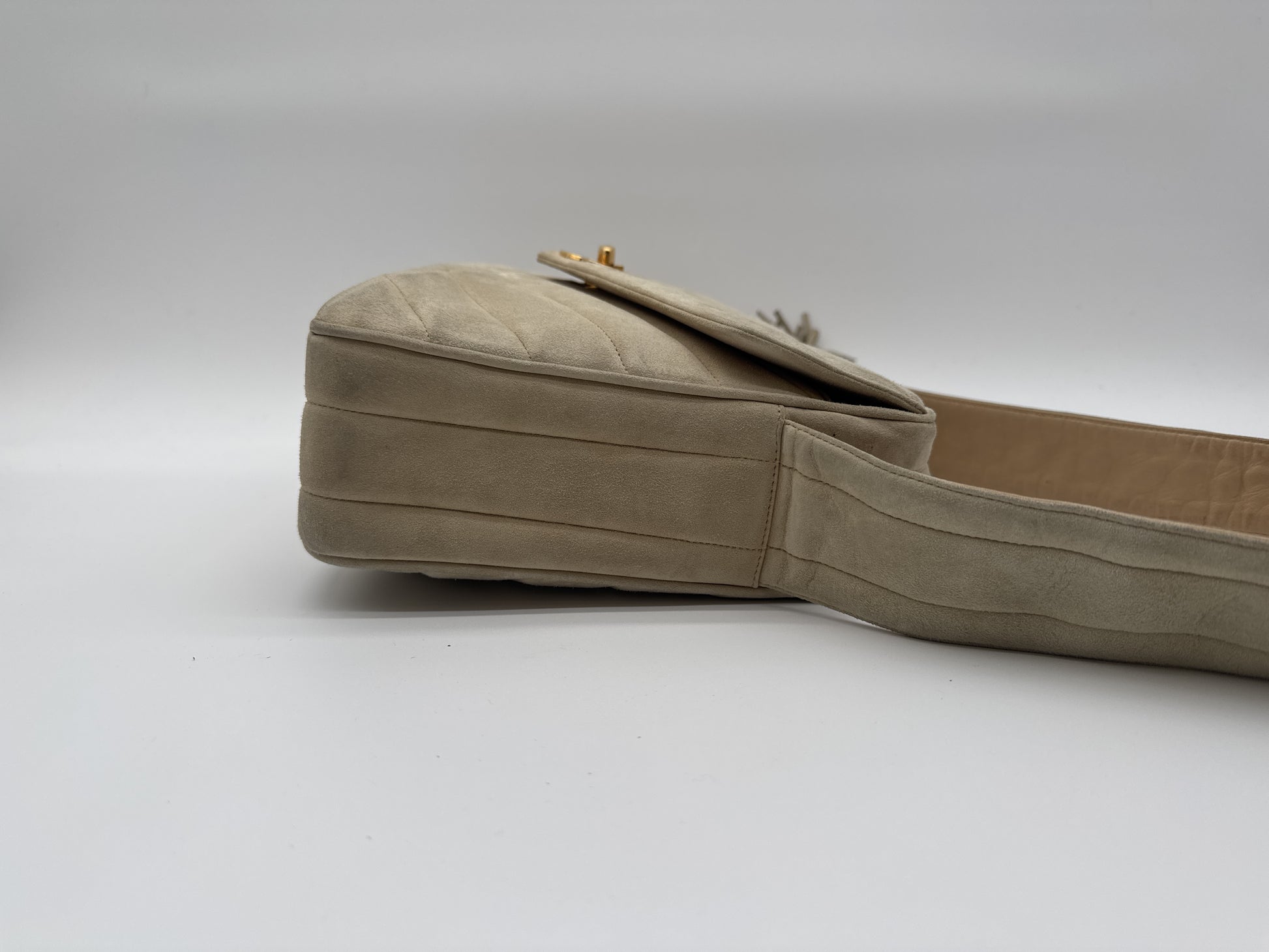 CHANEL CHANEL Shoulder Bag Mademoiselle Coco Mark Turnlock Gold Hardware Fringe Suede Shoulder Bag