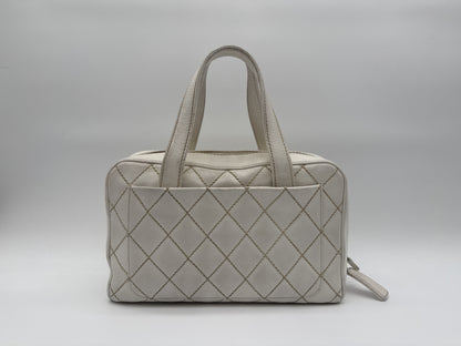 CHANEL CHANEL Handbag Wild Stitch Cocomark Matlasse White Handbag