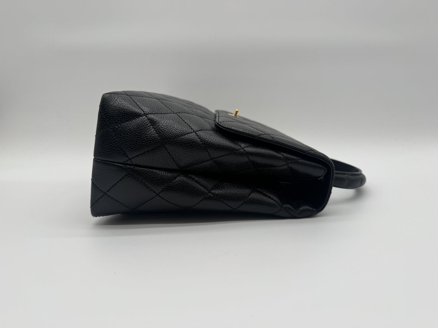 CHANEL CHANEL Handbag Matlasse Caviar Skin Coco Mark Turnlock Gold Fittings Black Handbag