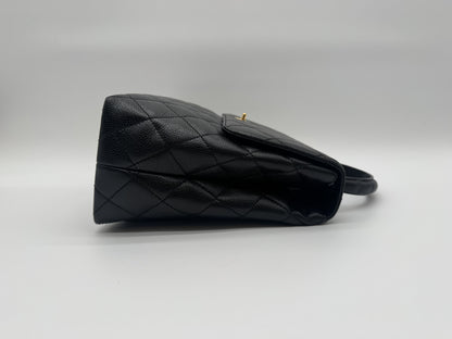 CHANEL CHANEL Handbag Matlasse Caviar Skin Coco Mark Turnlock Gold Fittings Black Handbag