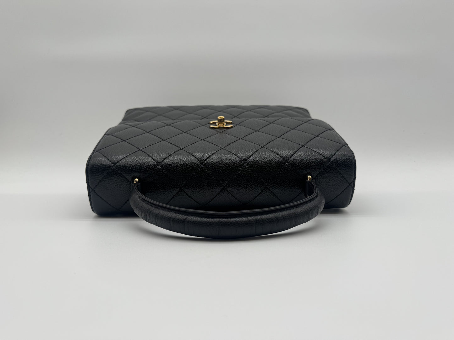 CHANEL CHANEL Handbag Matlasse Caviar Skin Coco Mark Turnlock Gold Fittings Black Handbag