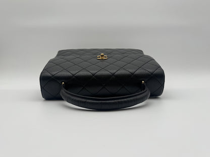 CHANEL CHANEL Handbag Matlasse Caviar Skin Coco Mark Turnlock Gold Fittings Black Handbag