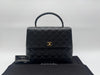CHANEL CHANEL Handbag Matlasse Caviar Skin Coco Mark Turnlock Gold Fittings Black Handbag