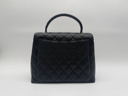 CHANEL CHANEL Handbag Matlasse Caviar Skin Coco Mark Turnlock Gold Fittings Black Handbag