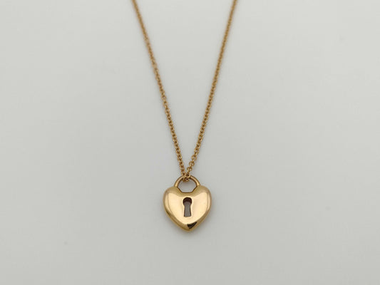 Tiffany&Co. Heartlock YG 750 3.1g Necklace 