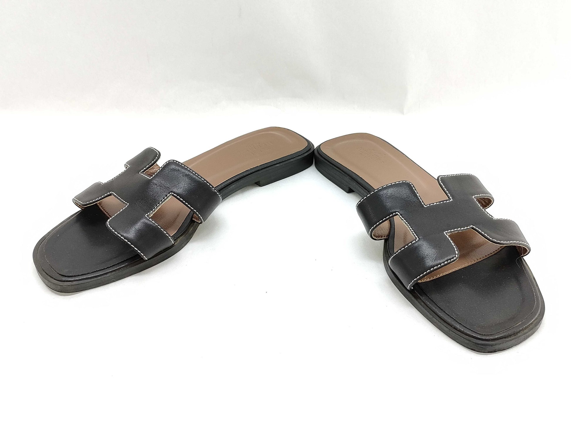 HERMES Hermes Hermes Oran Sandals Flat Black 35 Sandals