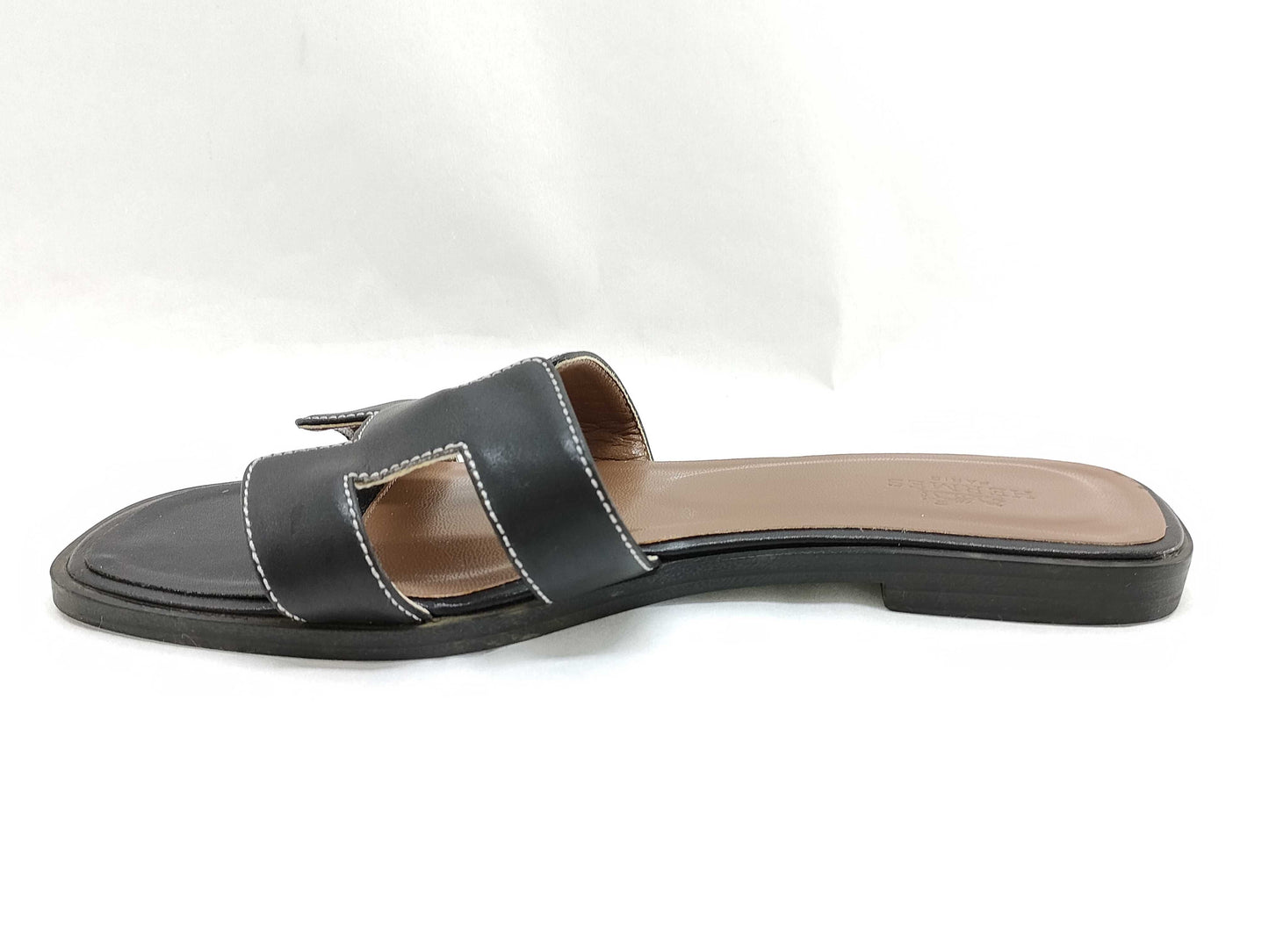 HERMES Hermes Hermes Oran Sandals Flat Black 35 Sandals