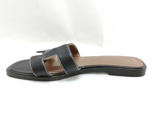 HERMES Hermes Hermes Oran Sandals Flat Black 35 Sandals