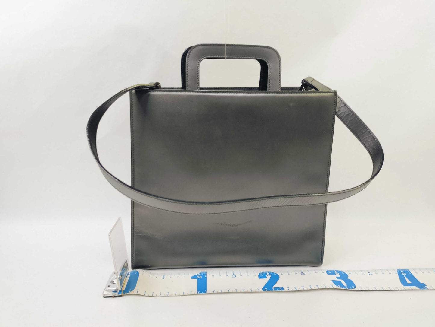 GUCCI GUCCI 2way Leather Shoulder Handbag Matte Black Plate Handbag