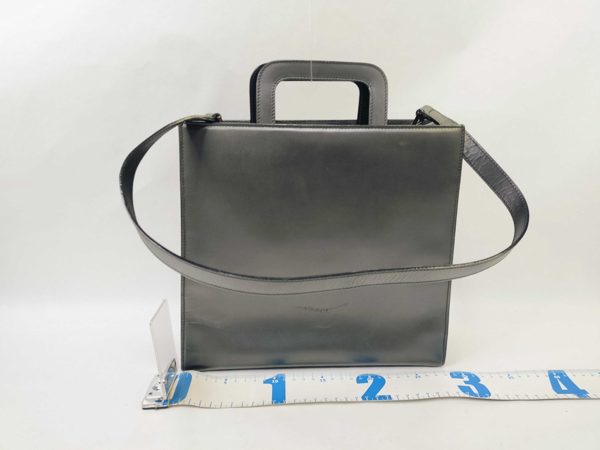 GUCCI GUCCI 2way Leather Shoulder Handbag Matte Black Plate Handbag