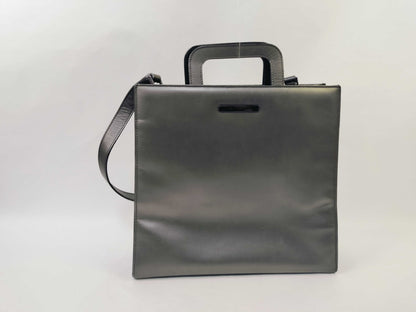 GUCCI GUCCI 2way Leather Shoulder Handbag Matte Black Plate Handbag