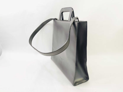 GUCCI GUCCI 2way Leather Shoulder Handbag Matte Black Plate Handbag