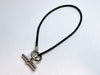 HERMES Granan Toggle Leather Choker Black Bracelet Bangle