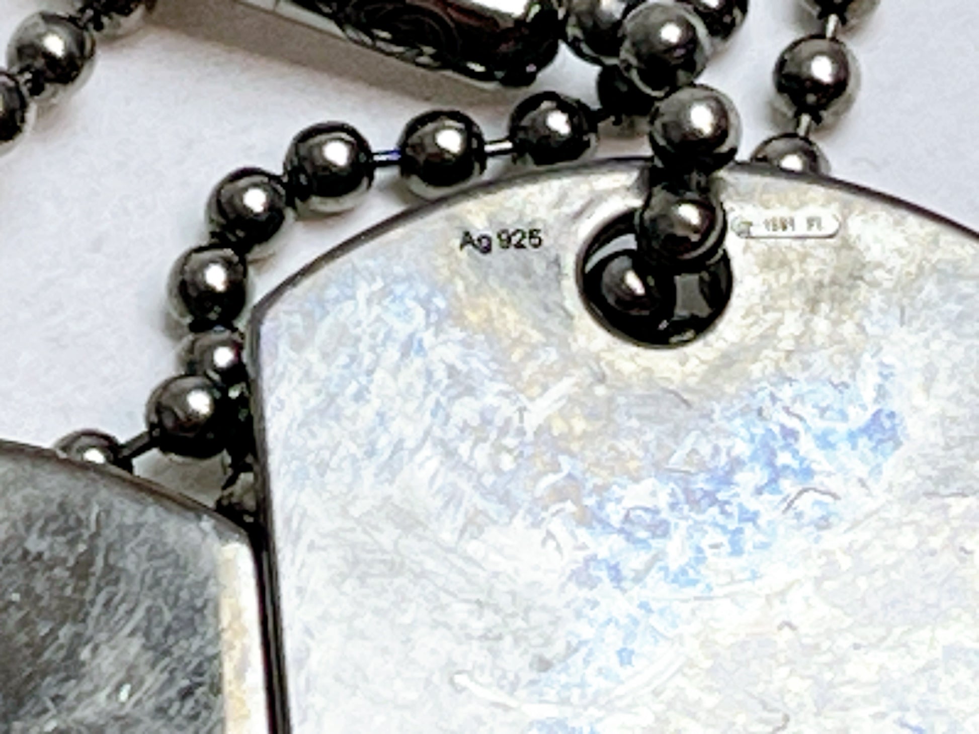 GUCCI Gucci Diamante Sima Double Dog Tag 925 Gunmetal Necklace