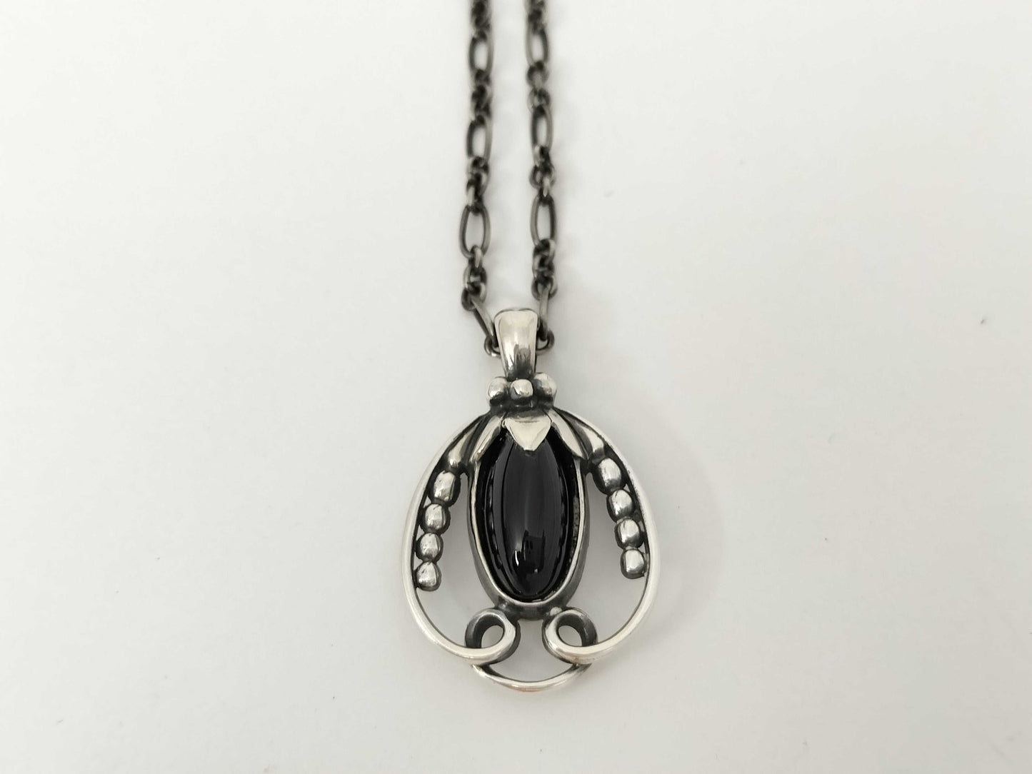 Georg Jensen GEORG JENSEN Black Agate Necklace 925 Necklace