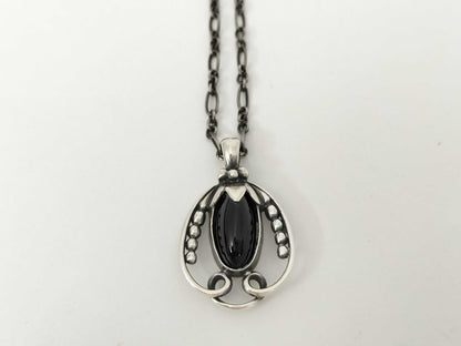 Georg Jensen GEORG JENSEN Black Agate Necklace 925 Necklace