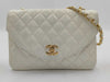 CHANEL Matlasse Lambskin Round Flap Chain White Shoulder Bag