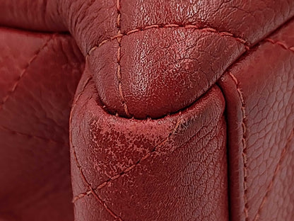 CHANEL Double Face Caviar Skin Chain Red Shoulder Bag