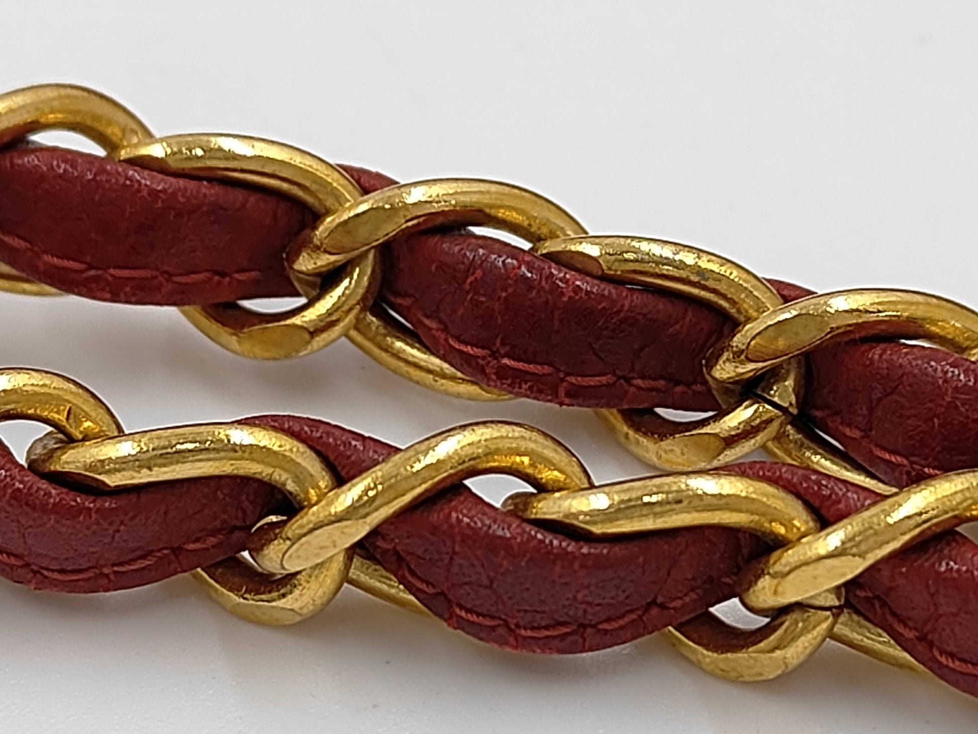 CHANEL Double Face Caviar Skin Chain Red Shoulder Bag