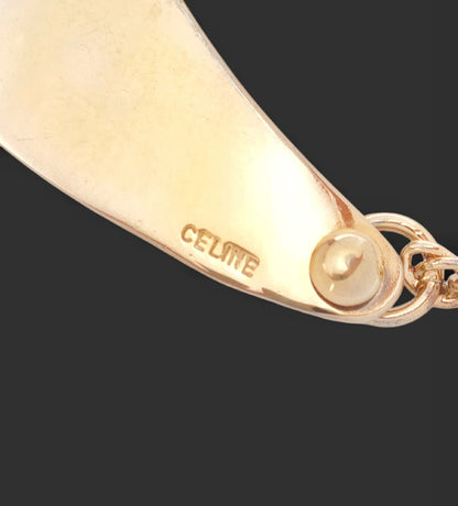 CELINE CELINE, Gold & Silver Color, Crescent Design, Triomphe, Choker, Necklace, 31.3g Necklace