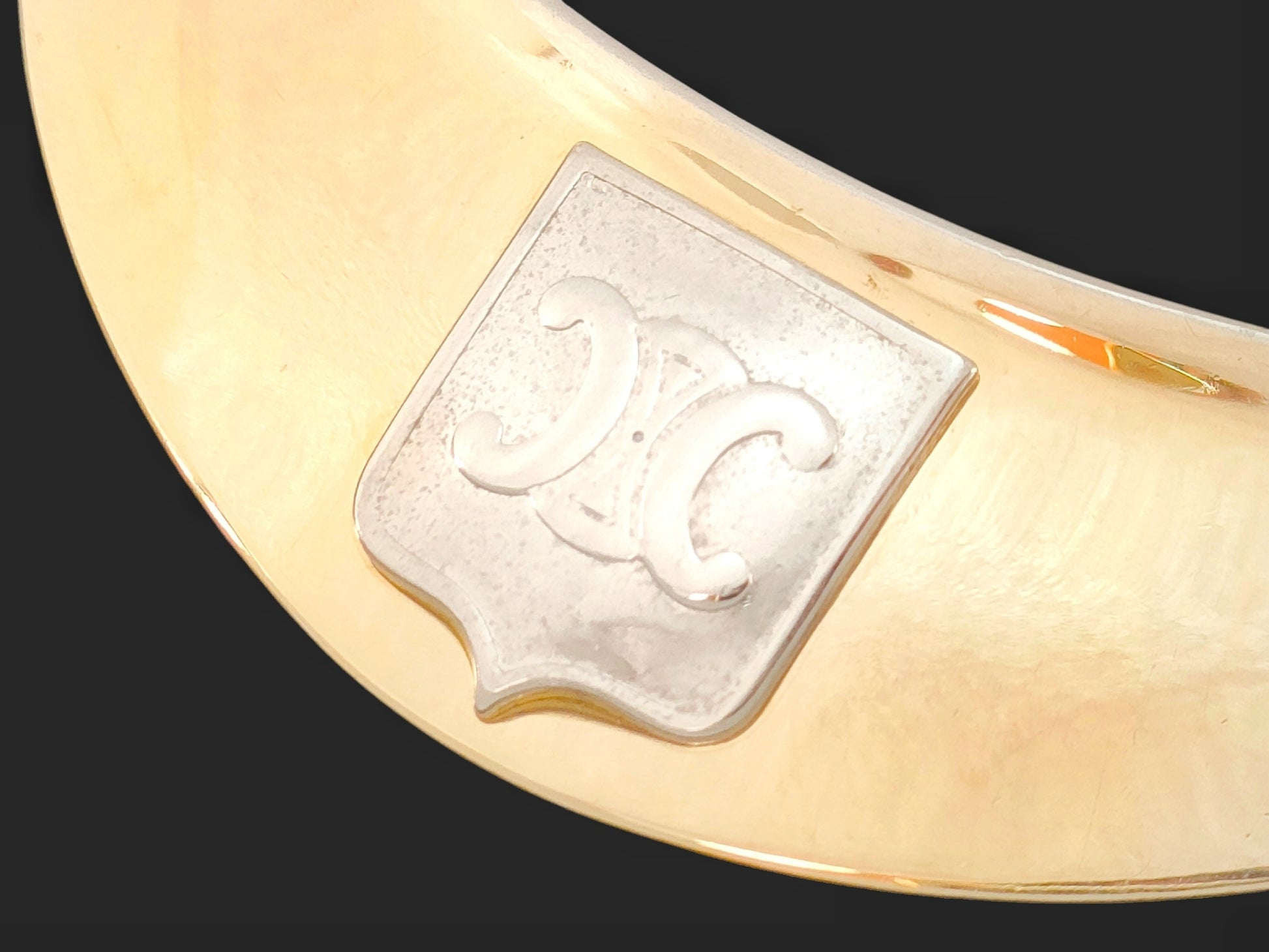 CELINE CELINE, Gold & Silver Color, Crescent Design, Triomphe, Choker, Necklace, 31.3g Necklace