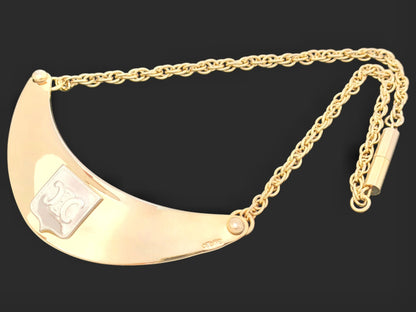 CELINE CELINE, Gold & Silver Color, Crescent Design, Triomphe, Choker, Necklace, 31.3g Necklace
