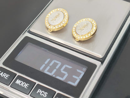 Yves Saint Laurent Yves Saint Laurent ・Gold & Silver Color, Rhinestones, Logo Mark, Earrings, 10.5g Earrings