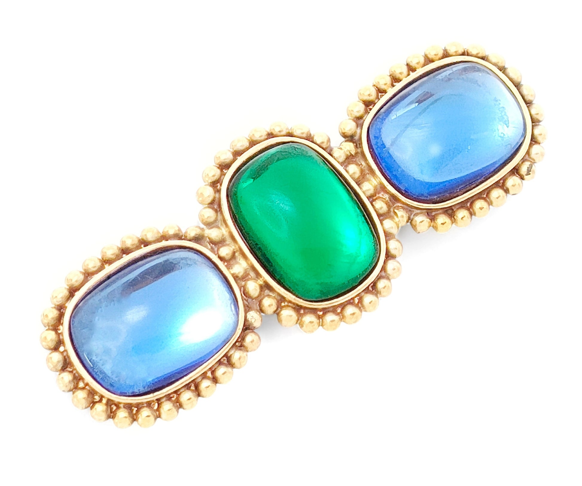 Yves Saint Laurent Yves Saint Laurent - Gold Color Multicolor Stone Brooch - 11.9g Brooch