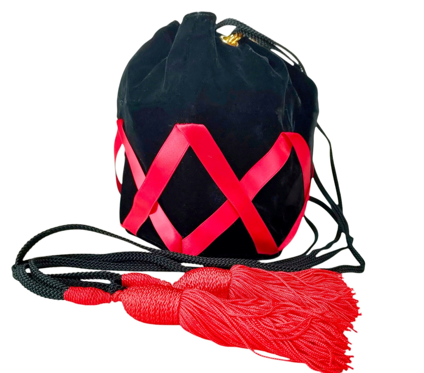 Yves Saint Laurent Tassel Velor Drawstring Shoulder Bag