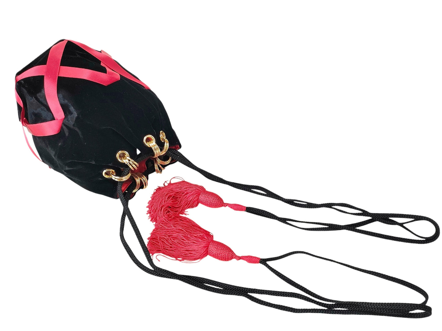 Yves Saint Laurent Tassel Velor Drawstring Shoulder Bag