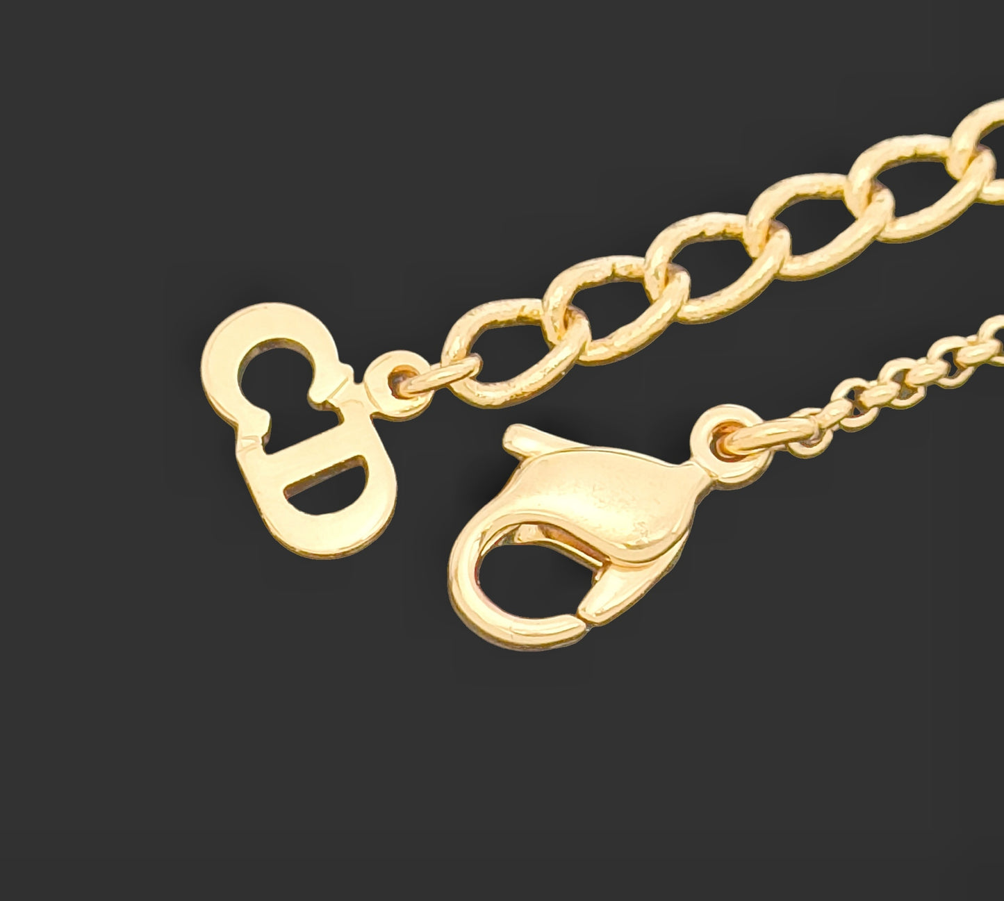 Dior Dior, Gold Color, Cube Logo & Rhinestones, Pendant, Necklace, 6.1g Necklace