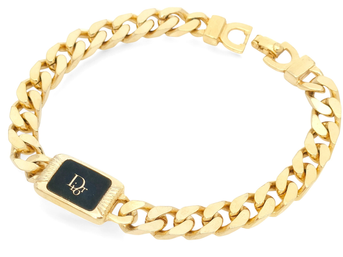 Dior Christian Dior, gold and black color, plate design, logo, Kihei chain, bracelet, GEARMANY, 21.2g bracelet bangle