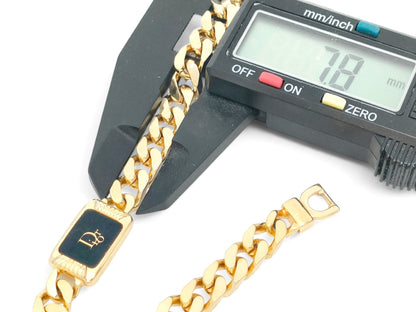 Dior Christian Dior, gold and black color, plate design, logo, Kihei chain, bracelet, GEARMANY, 21.2g bracelet bangle