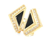 Dior Christian Dior, Gold Color, Rhinestones, Onyx, Triangle Design, Earrings, 10.8g Earrings