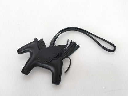 HERMES HERMES Charm Rodeo Pegasus PM Black x Agnomillo / Swift W Engraved Key Case / Key Chain Other Accessories