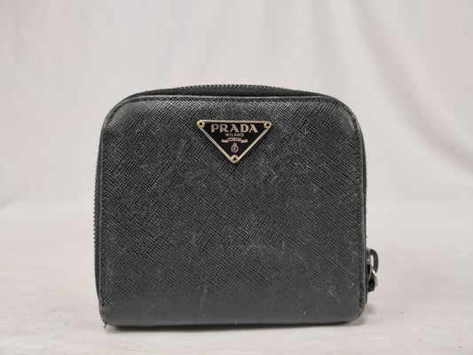 PRADA Triangle Logo Bi-Fold Wallet Broken Zipper Wallet