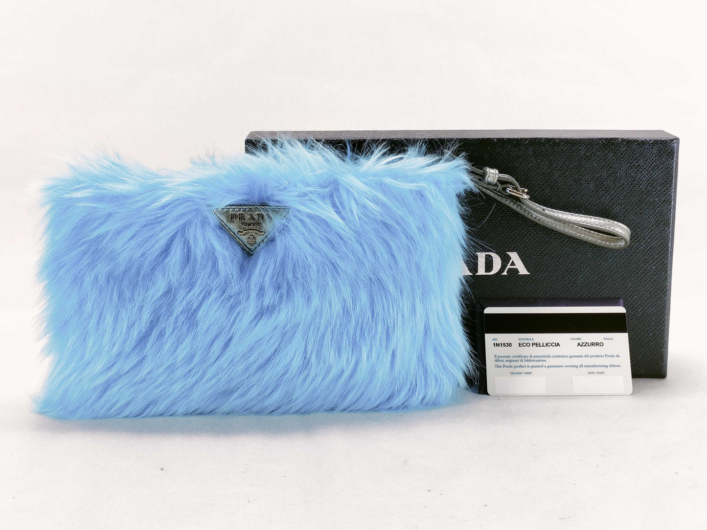PRADA PRADA Triangle Logo 1N1530 Fur Bag Clutch Bag