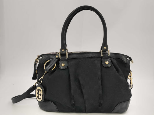 GUCCI 247902 GG Canvas Sookie 2way Handbag Shoulder Bag with Charm Tote Bag