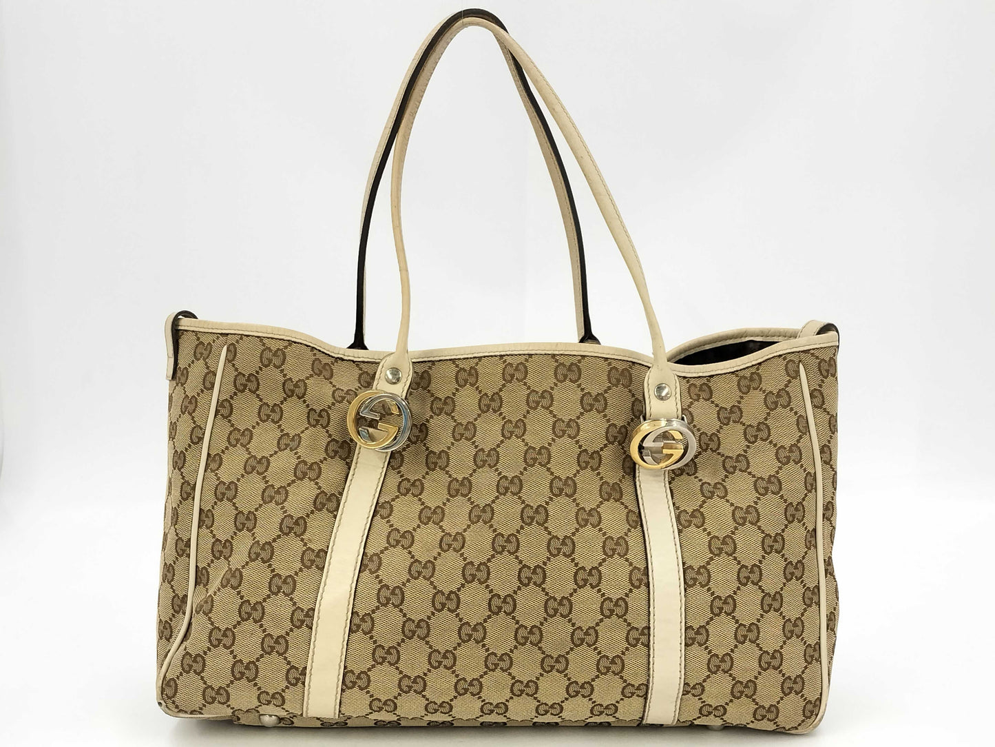 GUCCI 232957 GG Canvas Interlocking Bracket GG Twins Tote Bag Tote Bag