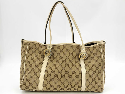 GUCCI 232957 GG Canvas Interlocking Bracket GG Twins Tote Bag Tote Bag