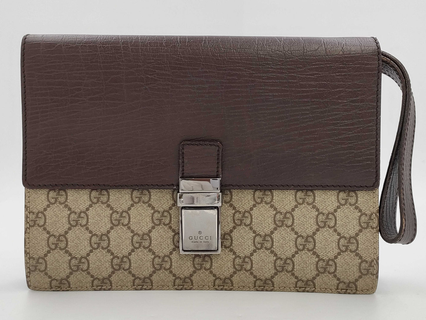 GUCCI GUCCI Gucci Niagara Calf GG Supreme Clutch Bag Leather Bag