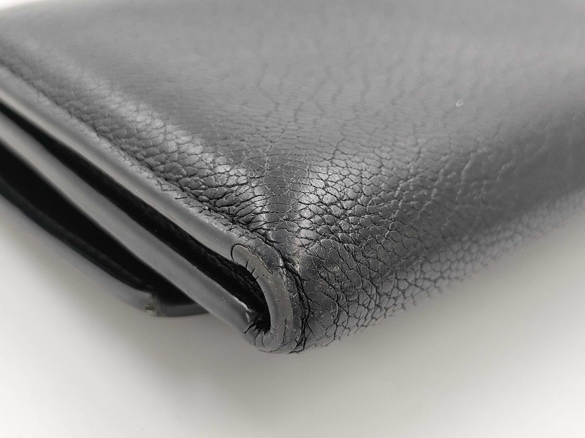 BOTTEGA VENETA Tri-Fold Wallet Goat Skin RFID Tag Black Wallet