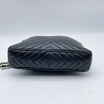 CHANEL Chevron Black Chain Shoulder Bag